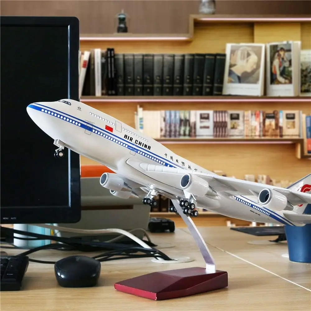 

Air China B747 Airplane diecast 47CM 1:150 Scale adults fun Resin With Wheel LED Light Children toys For Collection Gift By