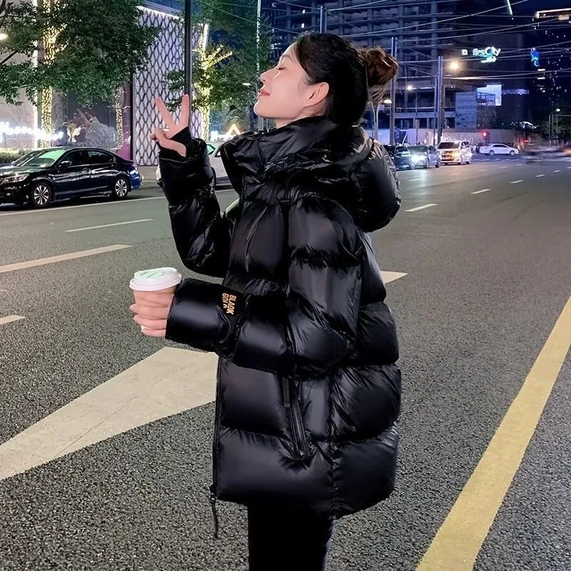 Black Gold Shiny Face No Wash Cotton Clothes New Short Unisex Winter Clothes Hooded Loose Cotton Jacket Cold Proof Bread Jacket