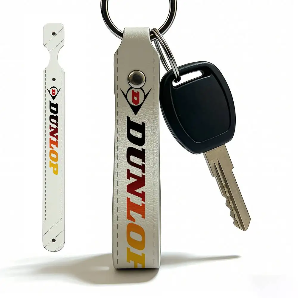For Dunlop High Quality PU Leather Moto Keychain Vintage Style Key Pendant For Scooter Motocross