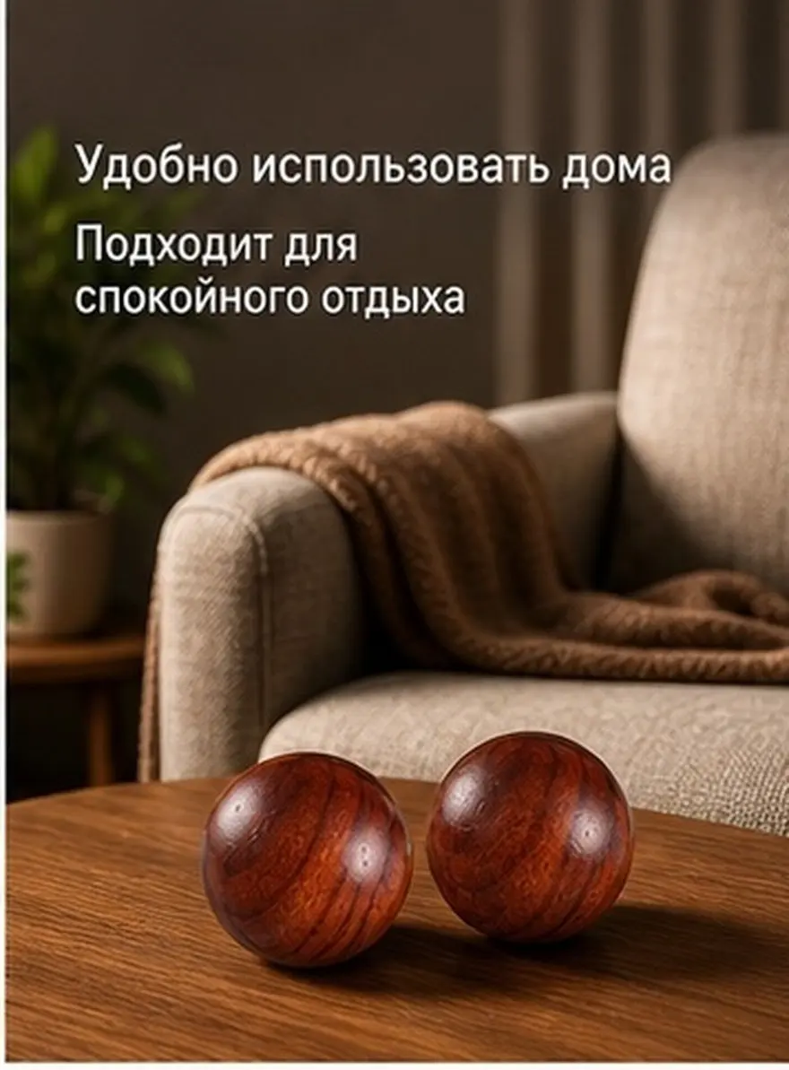 Wooden Hand Exercise Balls 2 Piece Portable Acupressure Massage Stress Relief Finger Grip Fitness Set