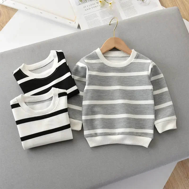 1-5 Years Spring-Fall T shirt Striped Long Sleeve Pullovers Baby Clothes Toldder Shirt Bottoming Shirt For Boys Girls