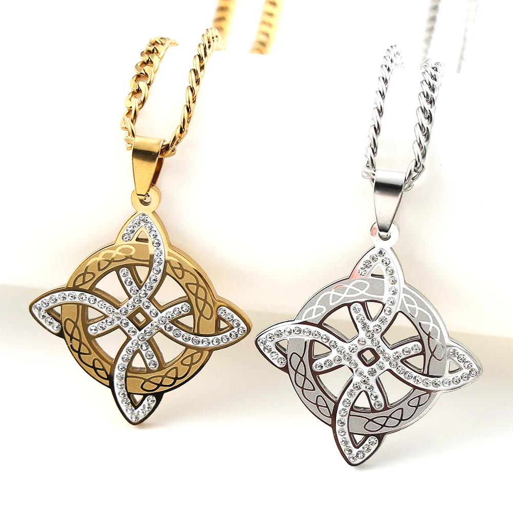 Witchcraft Witch Knot Pendant Necklace for Women Men Stainle