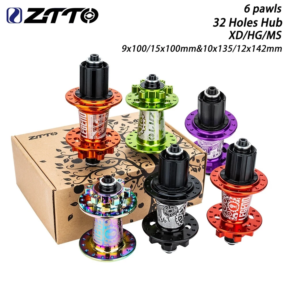 

ZTTO MTB Bike 6 Pawls Disc Brake Hub 32Hole Hub XD/HG/MS Thru Axle 12x142 15x100 32H Maza QR 10x135 9x100mm Sealed Bearing DR290