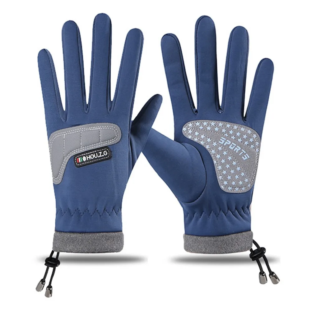 

Детские велосипедные перчатки на шнурке, сохраняющие тепло, противоскользящие перчатки на флисовой подкладке, утолщенные осенне-зимние стильные перчатки для игр на открытом воздухе