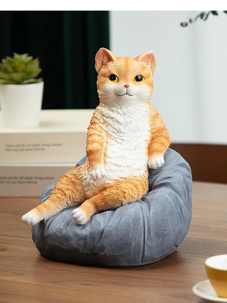 

Creativity Sofa Lazy Orange Cat Resin Crafts Living Room Desk Decoration Animal Statue Cute Cat Modern Home Decorations Gift