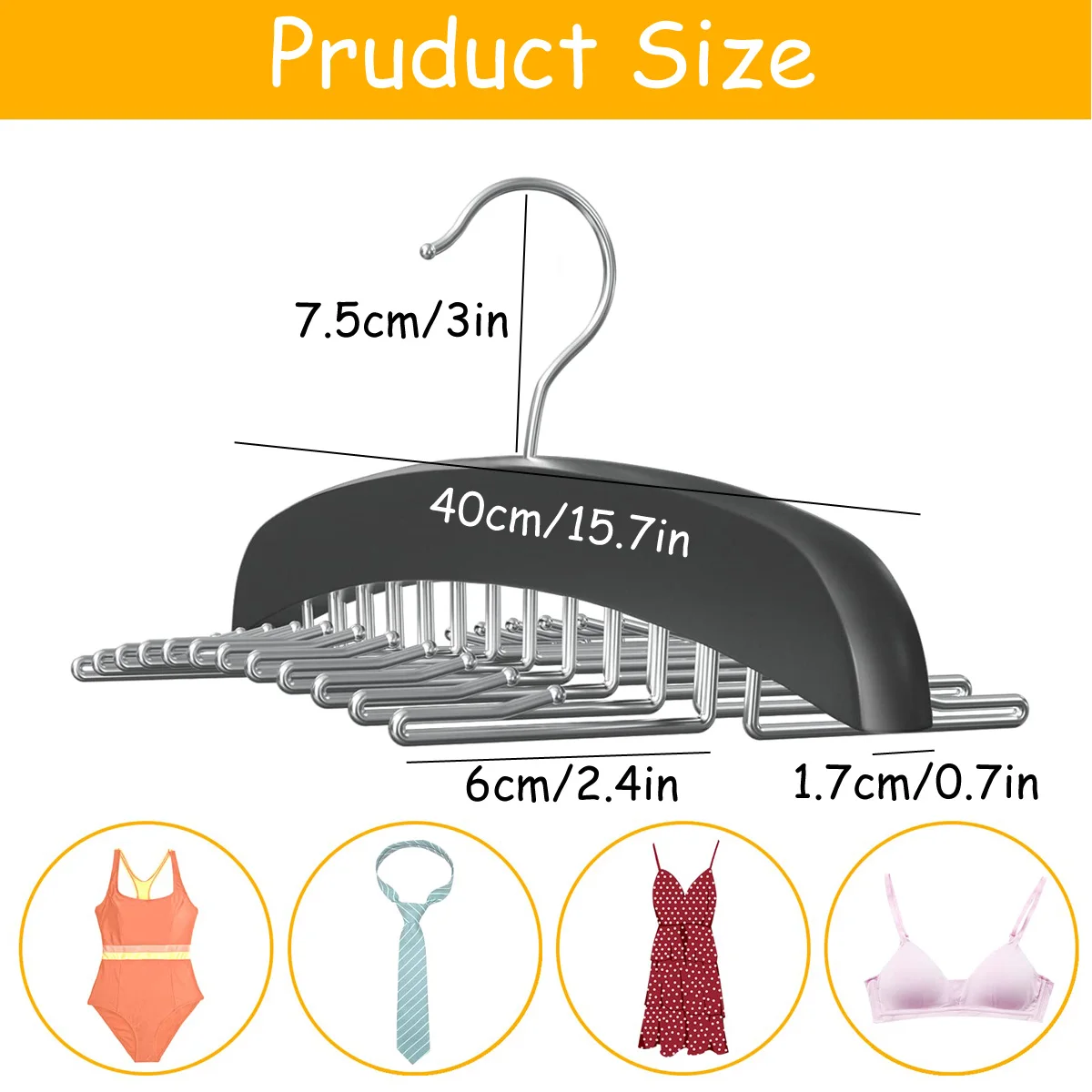 1/2PCS Foldable Wooden Hanger Tank Top Organizer with 24 Metal Hooks 360 Degrees Rotation Hook Multipurpose Hanger for Tie Scarf