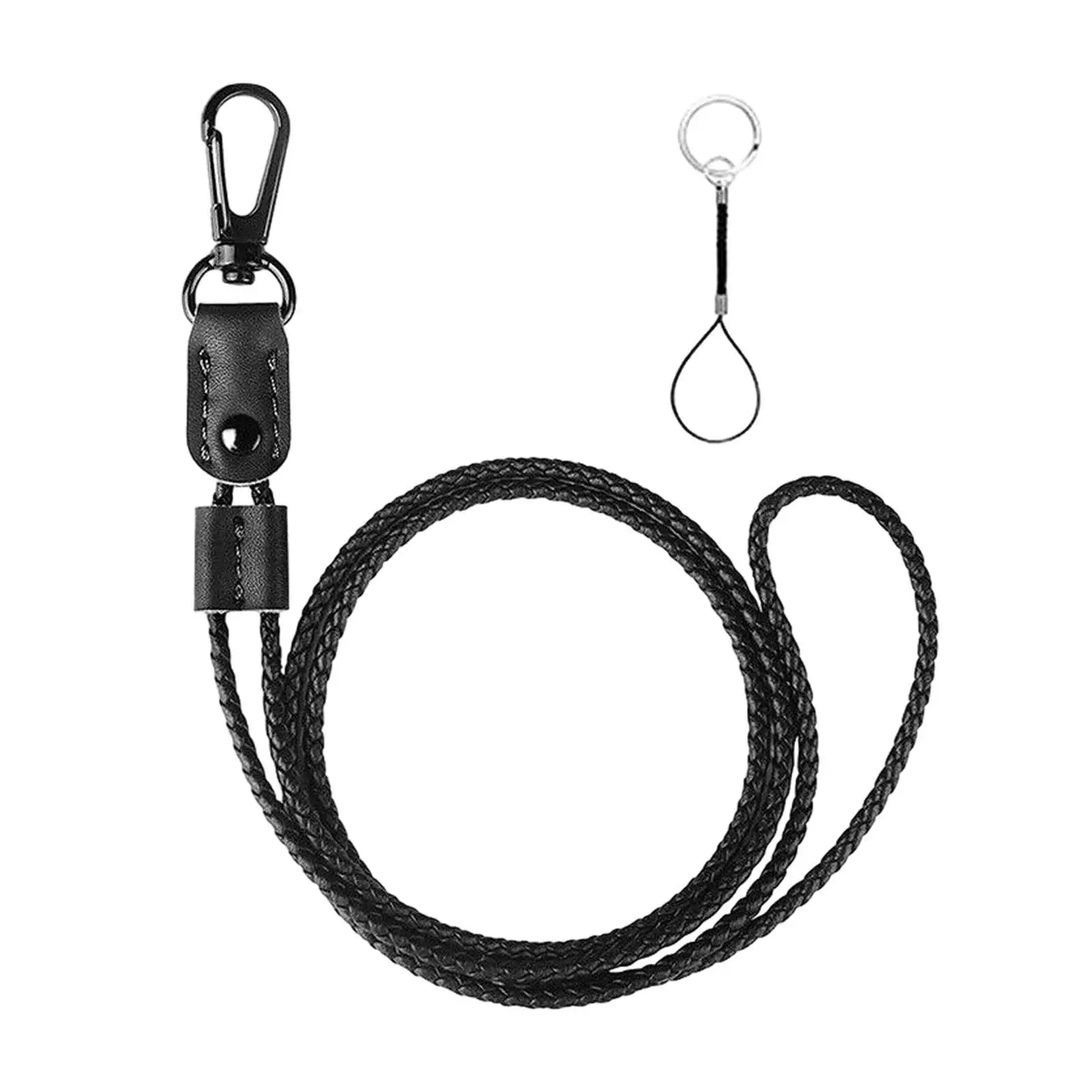 Phone Lanyard Neck Shoulder Strap with Card Holder PU Leather Durable Adjustable ID Badge Lanyard Anti Lost for Women Fitness