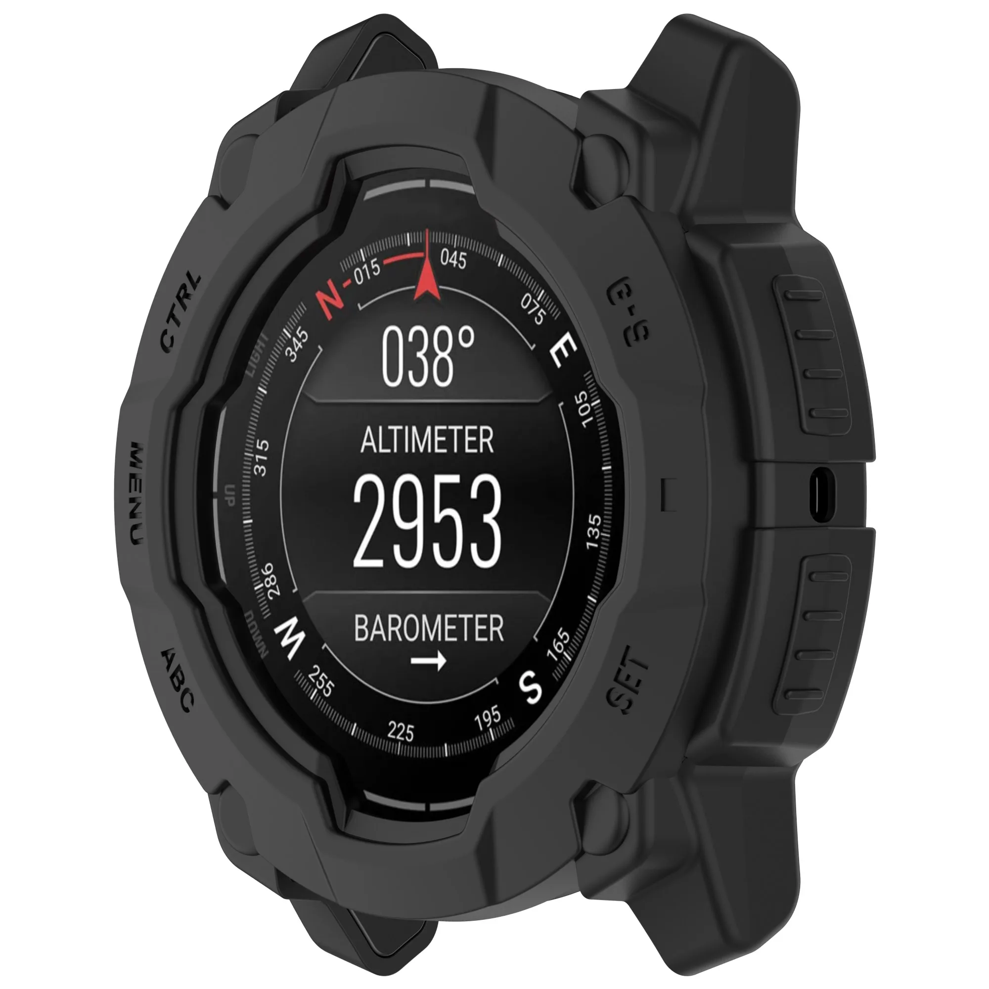 For Garmin Instinct E 45mm Armor Watch Case Shockproof TPU Rugged Protective Cover - Black