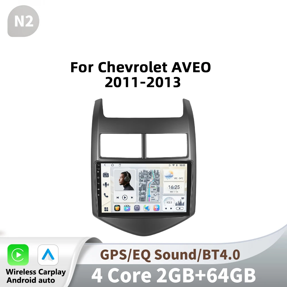 Podofo autoradio voor Chevrolet AVEO 2011-2013 Carplay multimediaspeler GPS autoradio AI spraakbesturing 2 Din Android Auto BT