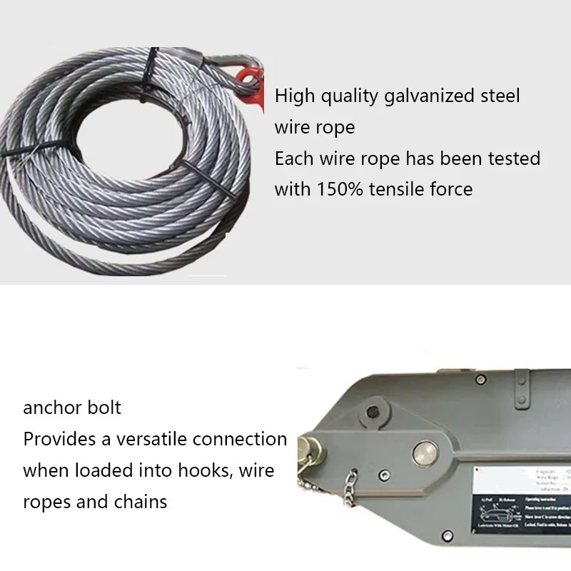 0.8T Wire Rope Lever Hoist Hand Tensioner with 20M Tractor Traction Machine for Home Improvement Tools