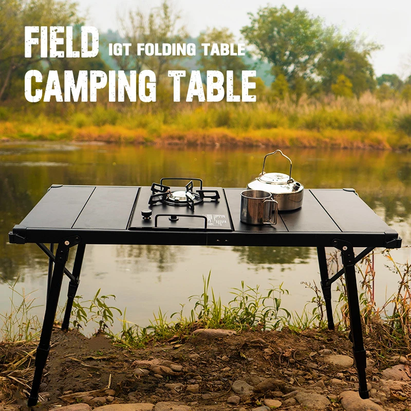 Imagem -02 - Igt-outdoor Aluminum Plate Mesa Rolos de Frango Camping Folding Portátil Levantamento Piquenique Churrasco Cozinha Novo