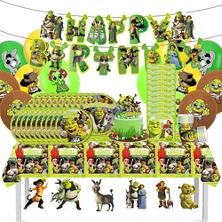 Hot movie Shrek Birthday Party Supply Disposable Banner Cake halloween Hanging Flag Monster Shrek Balloons Birthday Decoration