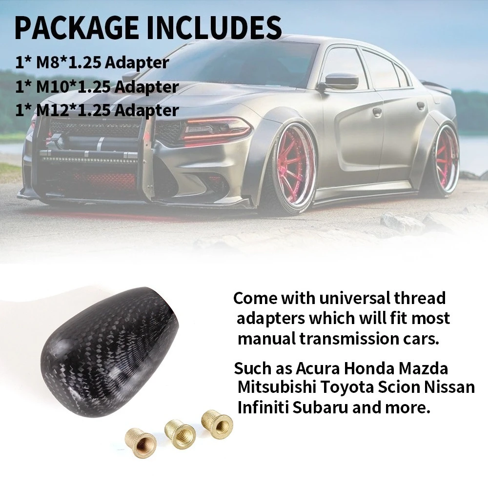 

For Universal Cars Short Style Oval Carbon Fiber Auto Gear Shift Knob Replacement Interior Styling Upgrade Car Accessories Parts