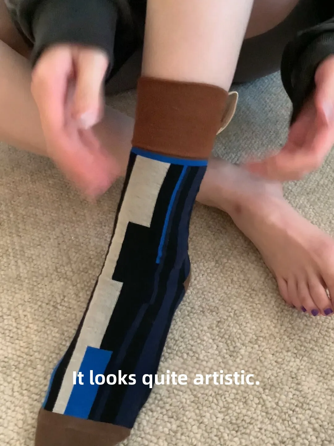 Modne Retro Abstrakcyjne Patchworkowe Skarpetki do Połowy Łydki Kreatywne Personalizowane Dziewczęce oes High Street Nie Można Się Wyjąć z Niej Wyjąć Modne Węzły