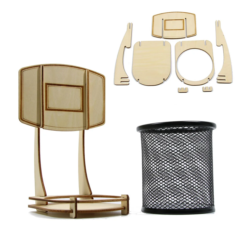 Soporte de baloncesto de madera, organizador de escritorio, estuche de almacenamiento de lápices, regalo creativo, organizador de lápices, 1 Uds.