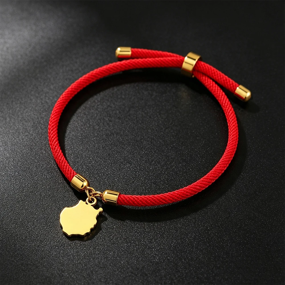 Spain Tenerife La Palma, La Gomera, Tenerife, Gran Canaria, Fuerteventura, Lanzarote Map Red Black Rope Bracelets Jewelry Gift