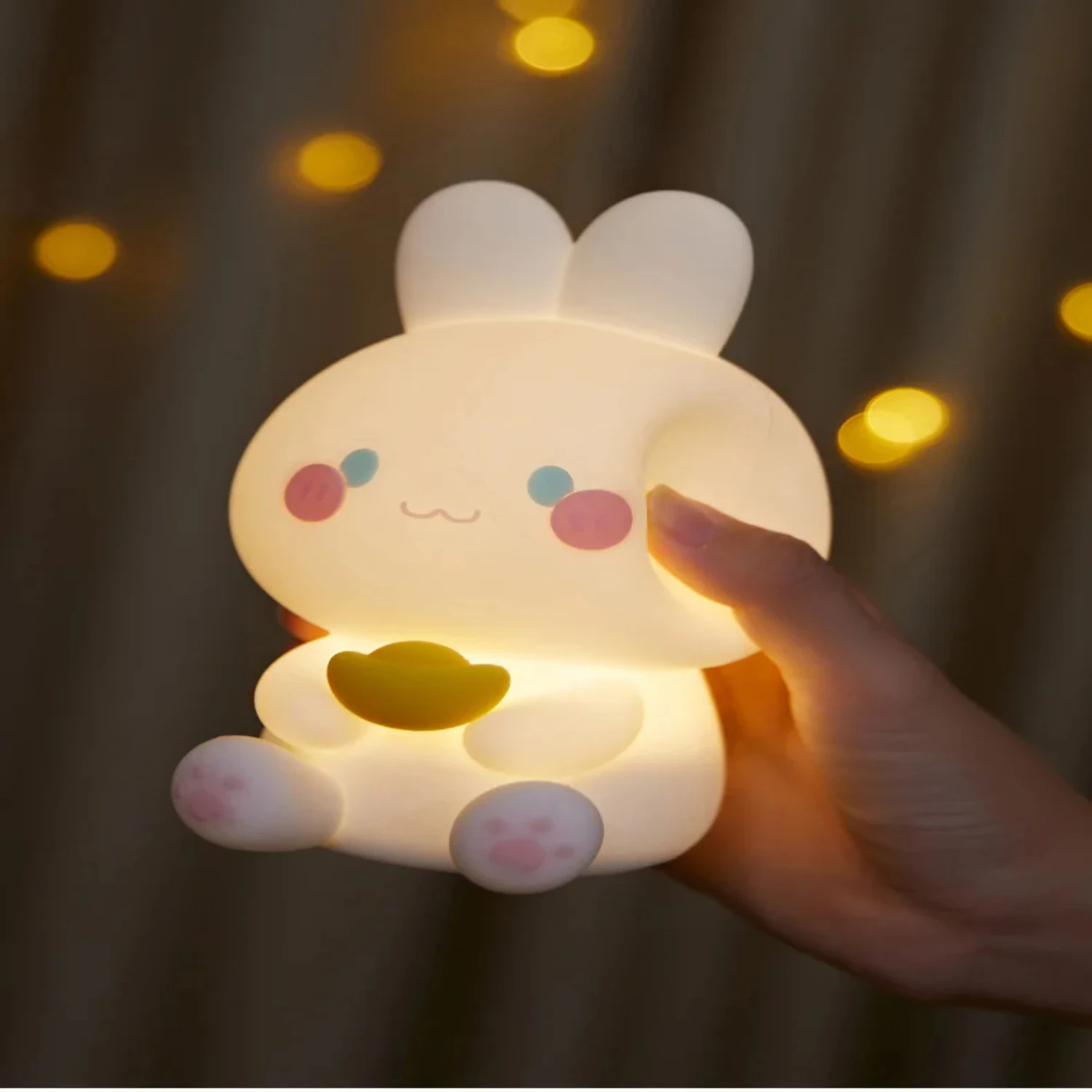 Lámpara LED de noche RGB para niños, luz de dormir de silicona con bonito Conejo, Sensor recargable por USB, regalo para bebés