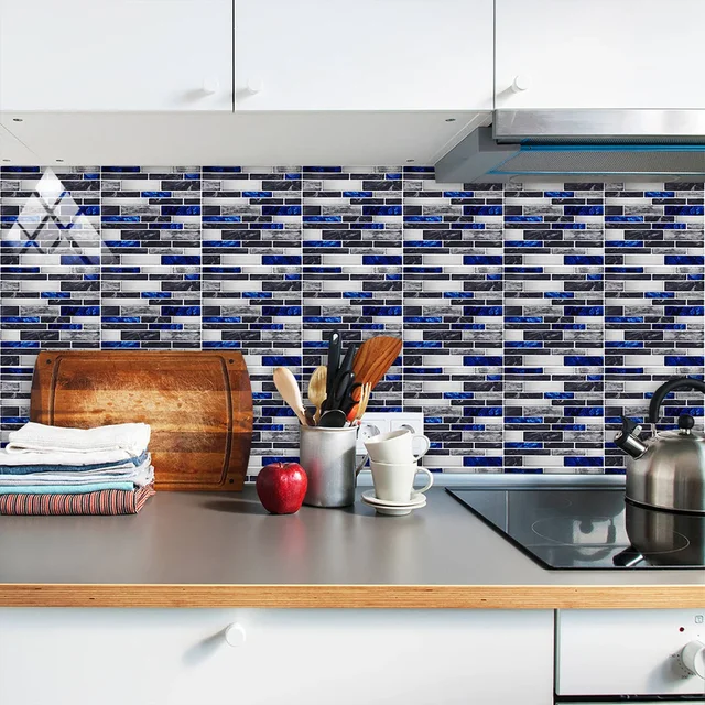 10x Self-Adhesive 3D-Mosaic Tile Sticker Kitchen Bathroom Wall Sticker For Home Bathroom Montage Decoration 10x10cm Epoxy 6