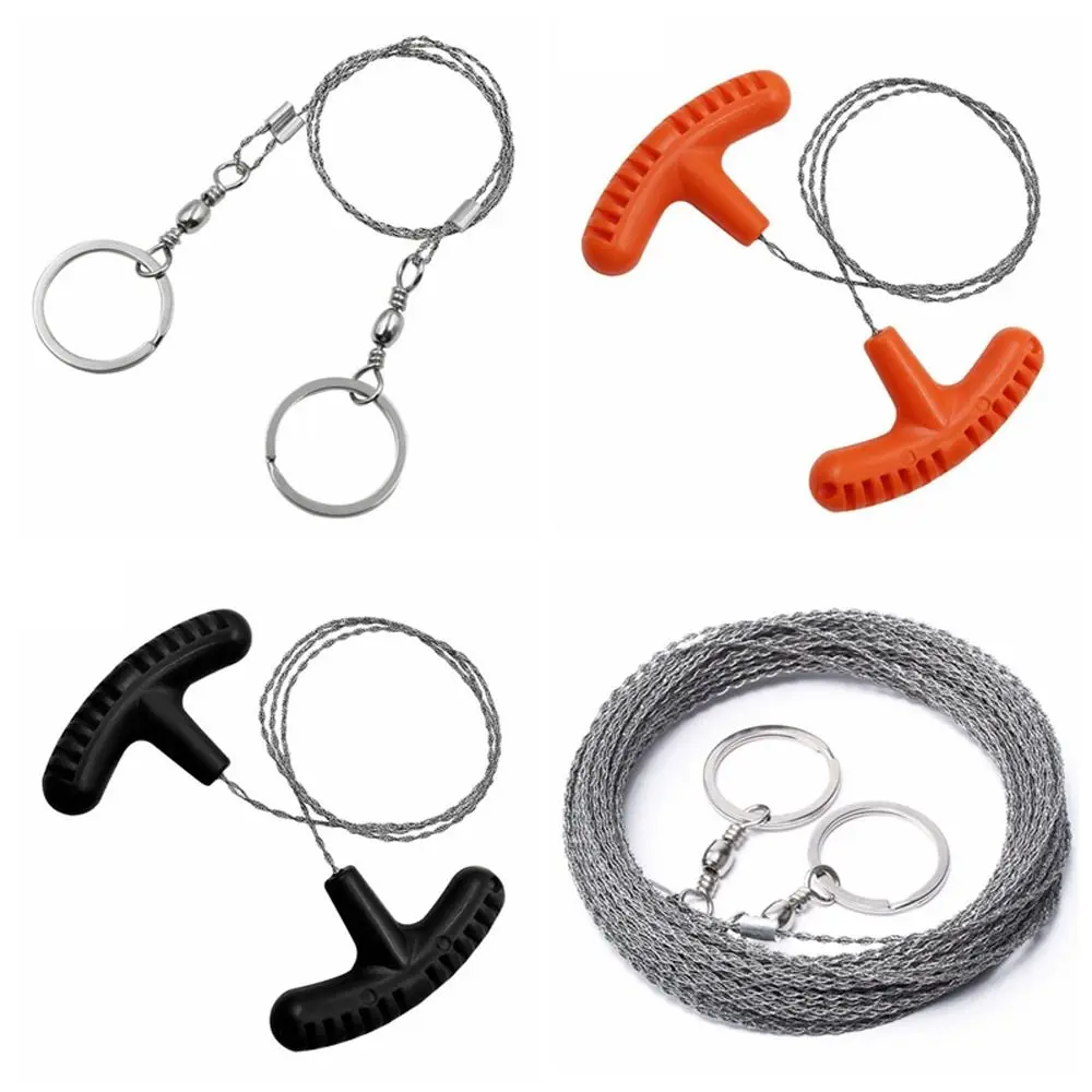 Stainless Steel Survival Rope Saw 4-strand Spiral Winding Stainless Steel Wire Saw Easy Sawing Wear Resistant Travel Camping