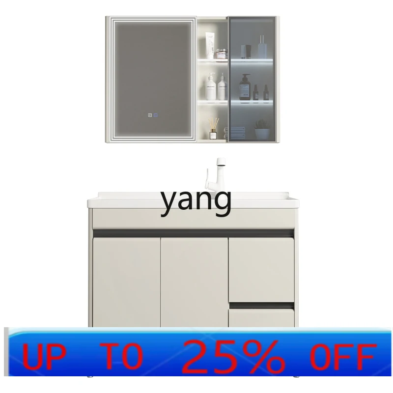 

YJQ Balcony Stainless Steel Laundry Cabinet Combination Ceramic Laundry Pool Washbasin with Washboard