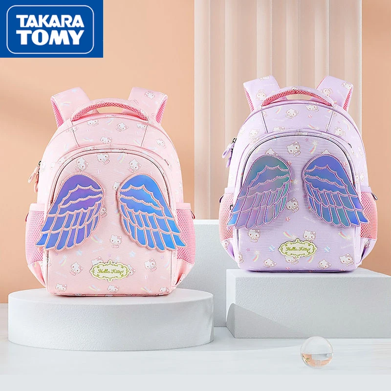 

TAKARA TOMY Hello Kitty Children's New Waterproof Lightweight Adjustable School Bag Girls Sweet Winged Princess Backpack