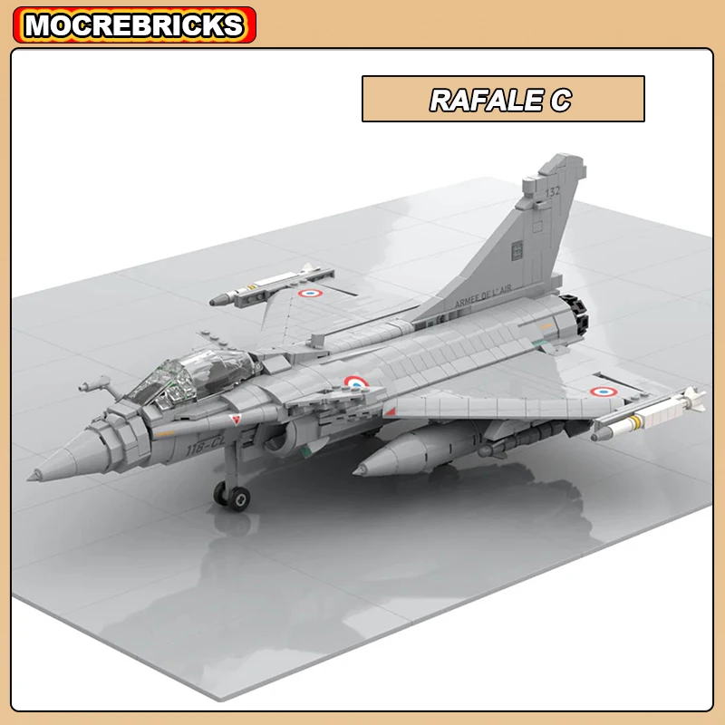 Classic Battle Aircraft Bricks Model Military RAFALE C Fighters Airplane Weapon MOC Building Blocks Assembly Toys Gifts For Kids