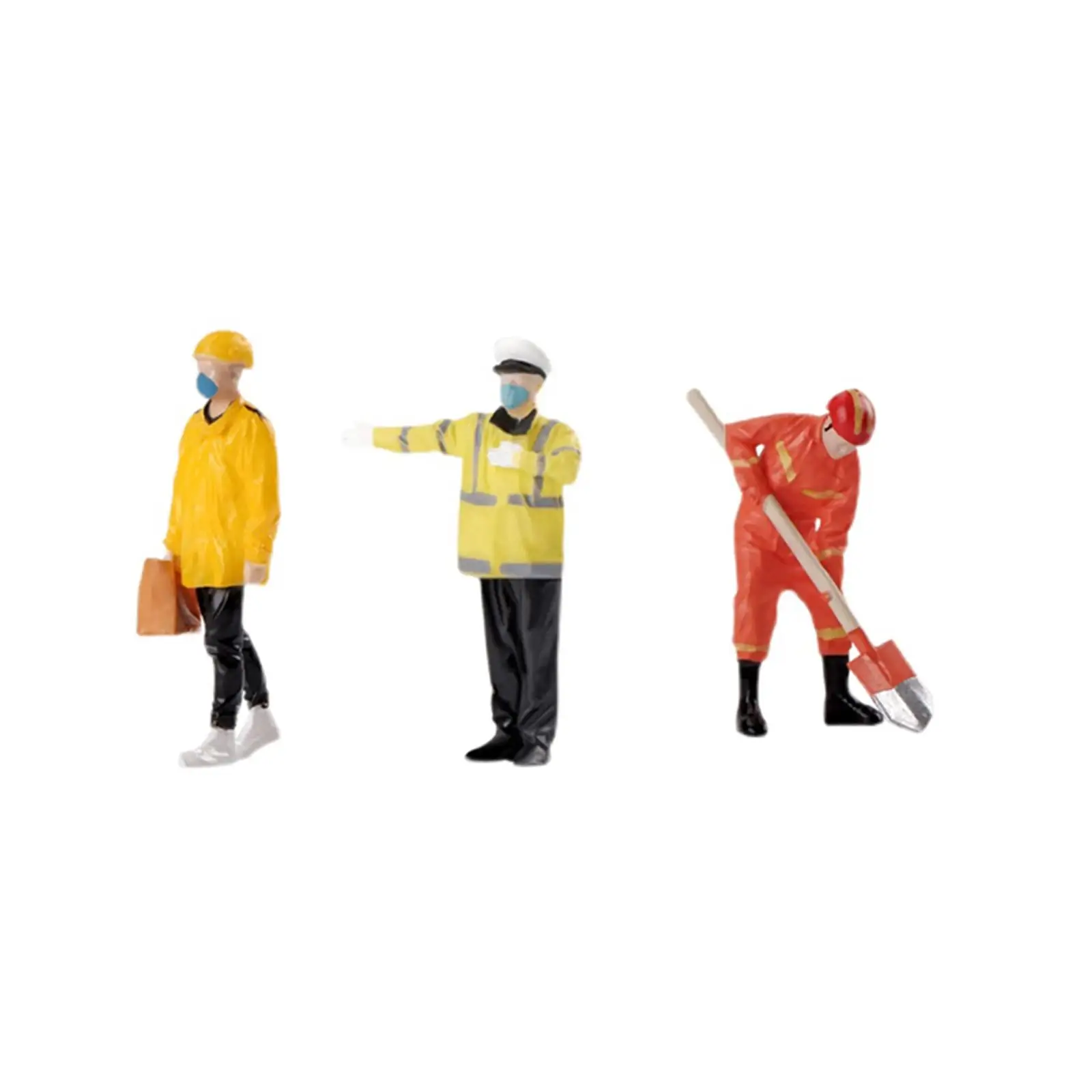3pcs 1/32 Scale People Figure, Tiny People Sculpture, Countertop Decor, Resin Railroad Layout Mini Model Trains Architectural