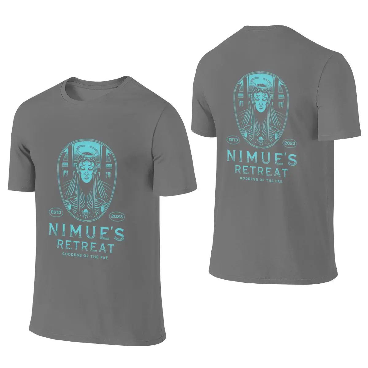 Nimues Retreat Blue Campus Style Reversible T-shirt Artistic Commuting Clean Surface Men's T-shirts