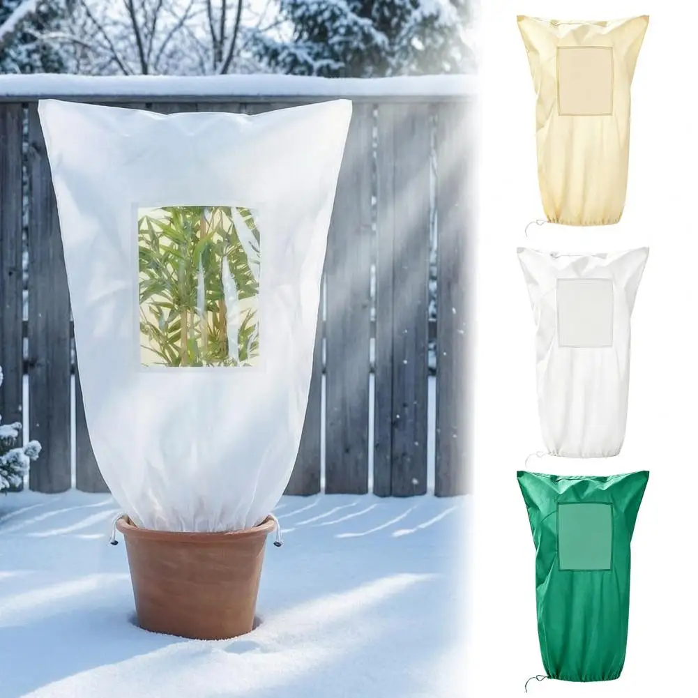 Plant Frost Protection Cover Viewing Window Extra Thick Non-woven Winter Plant Blanket Frost Wind Snow Protection Tree Cover 95