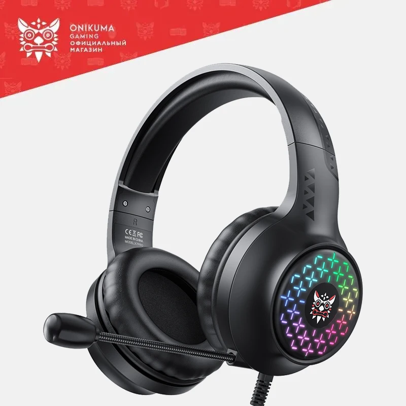 ONIKUMA X7 PRO Gaming Headset with RGB Dynamic Lighting Wired Over-Ear Headphones with Noise-Canceling Mic Stereo Earphone