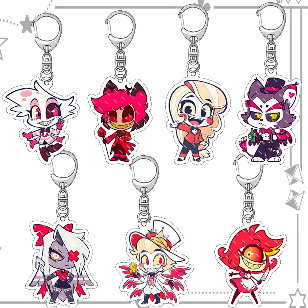 

Ангел Пыль Q Версия Kawaii Акриловый Брелок Соберите Украшения Украсить Аластор Вагги Husk Niffty Рюкзак Брелок Подарок