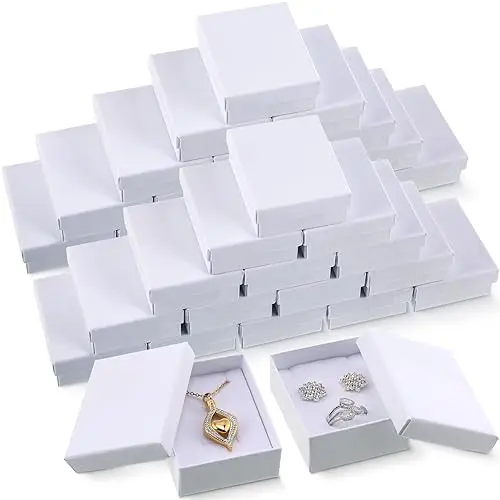 

50pcs White Kraft Paper Mini Gift Boxes With Cover For Pendant Earring Ring Packaging 6.5x8x3cm