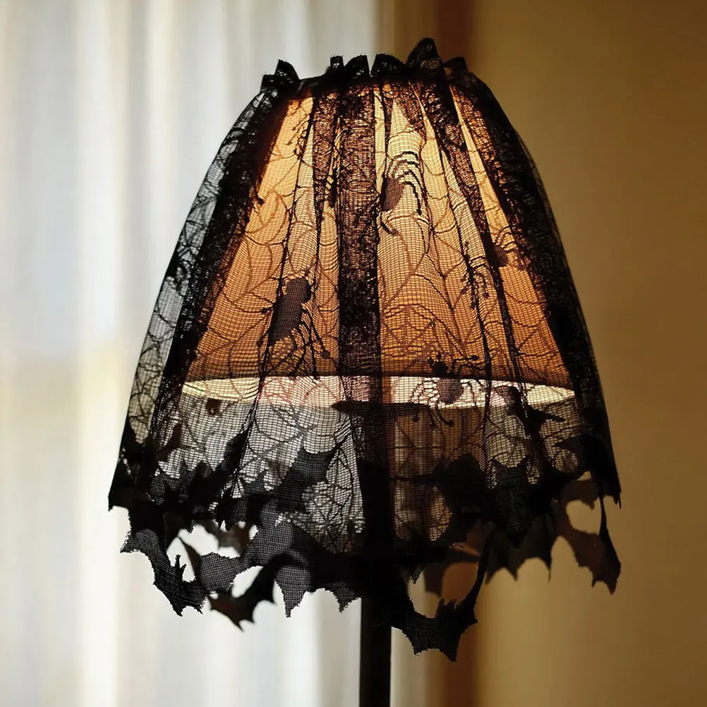 

2Pcs Bat Lampshades Black Lace Halloween Table Lamp Cover Decorative Dust Proof Protector Lampshade Lighting Accessories