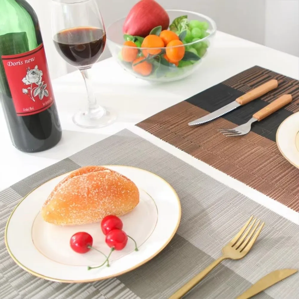 30*45cm PVC Placemats Weave Stripe Non-Slip Table Mat Heat Resistant Washable Pallet Coaster For Dining Table