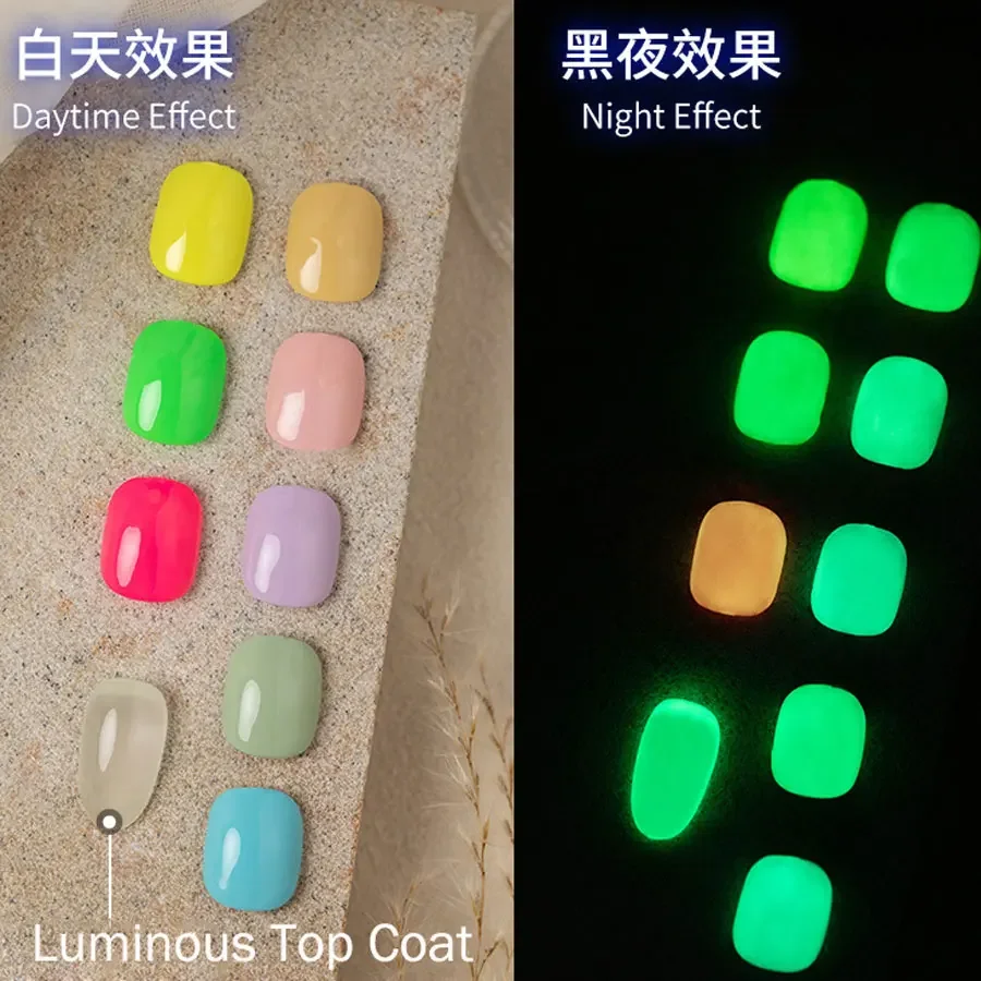 Top Coat luminoso Gel UV/LED Fluorcente Smalto per unghie Gel Cappotto magico Smalto per unghie Strumenti per manicure Decorazioni per nail art