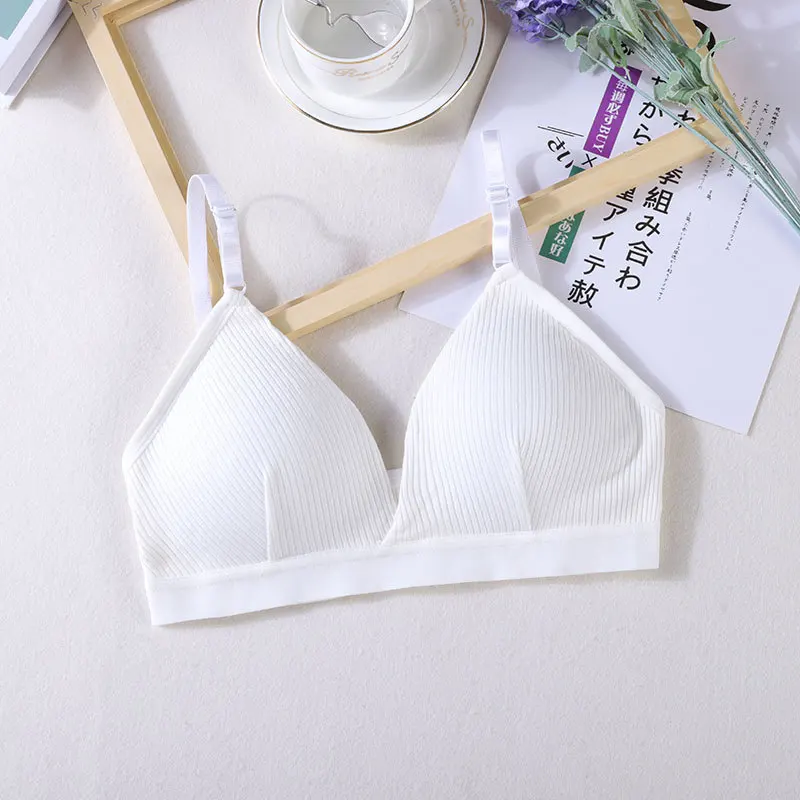 Cotton Seamless Bras For Women Non-Wire Bras Solid Push Up Brassiere V-neck Underwear Thin Pad Cup Soft Female Intimates