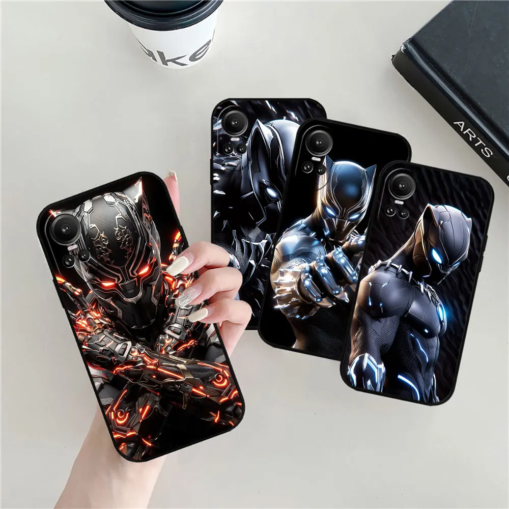 Cool Marvel Black Panther Phone Case For OPPO Reno 11 11F 10 8 8T 7 7Z 6 6Z 5 4 3 2F Z ACE Pro Plus 5G Black Soft Silicone Cover