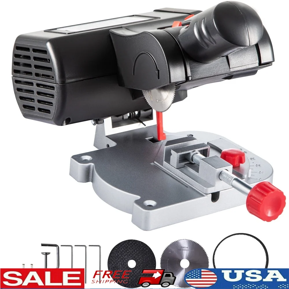 

Mini Miter Cut-off Chop Saw 2-5/16 inch Blades Steel Resin 0-45° Adjustable Angle 7800 RPM Compact Portable Low Noise Tool