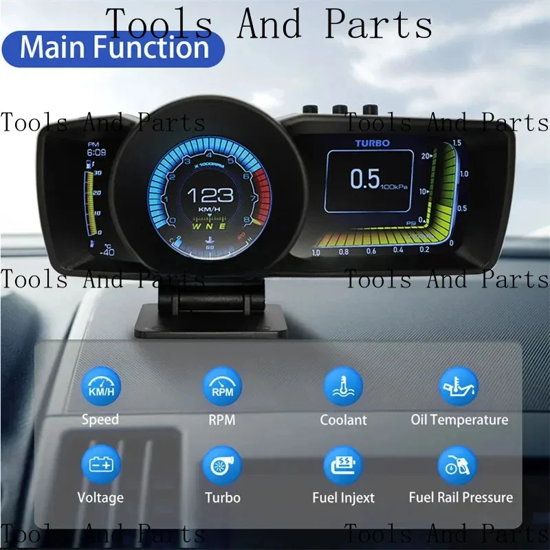 Dual System Up GPS Display Car Speedometer Auto Gauge Security Alarm&Oil Temp. RPM