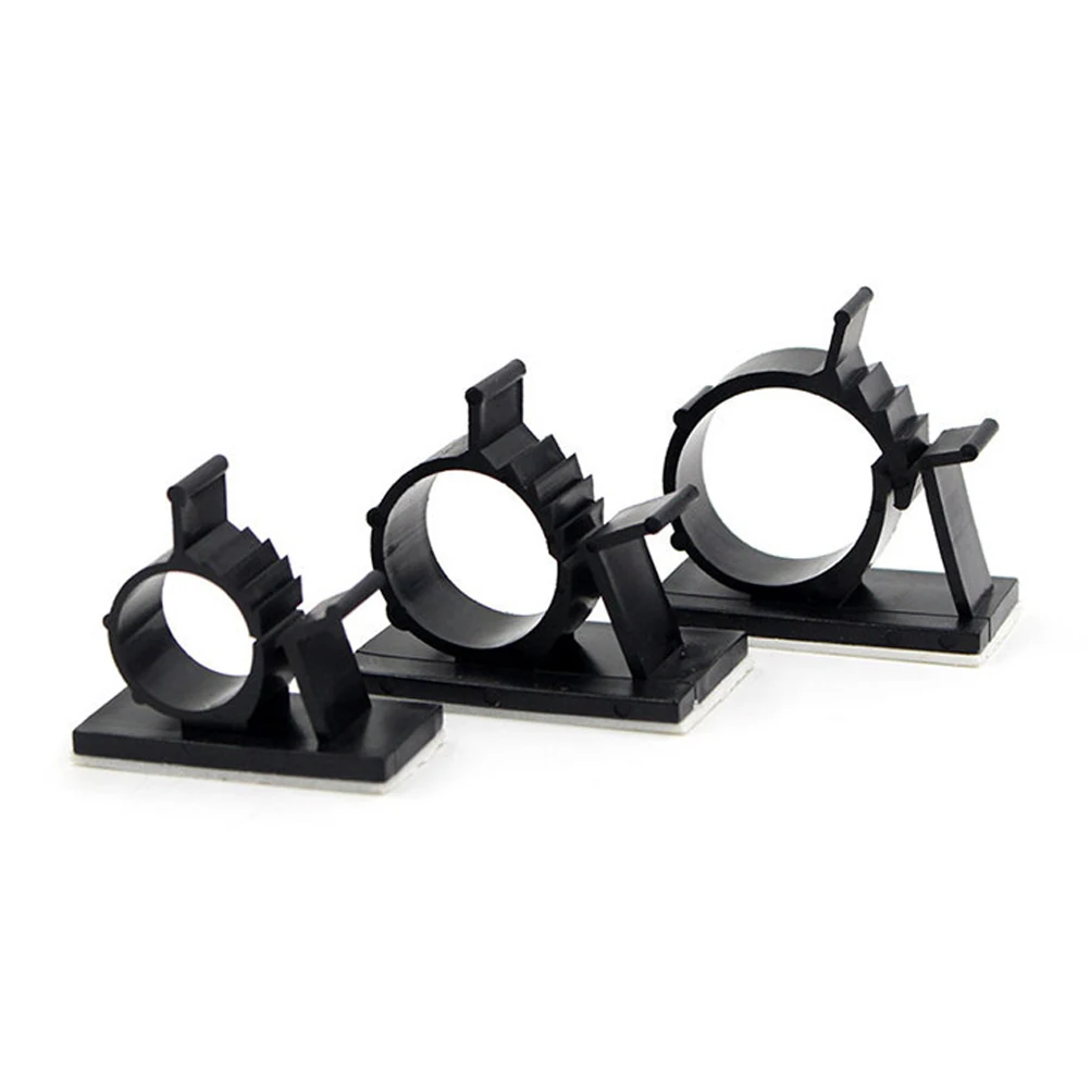 

100pcs Cable Clips Wire Management Holder Black Adhesive Desk Organizers Long Lasting Durable Use Plastic Clamps