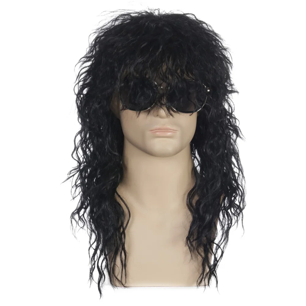 

Synthetic Long Wavy Wig for Men Rock Heavy Metal Party Halloween Cosplay Costume Heat Resistant Fiber Hair