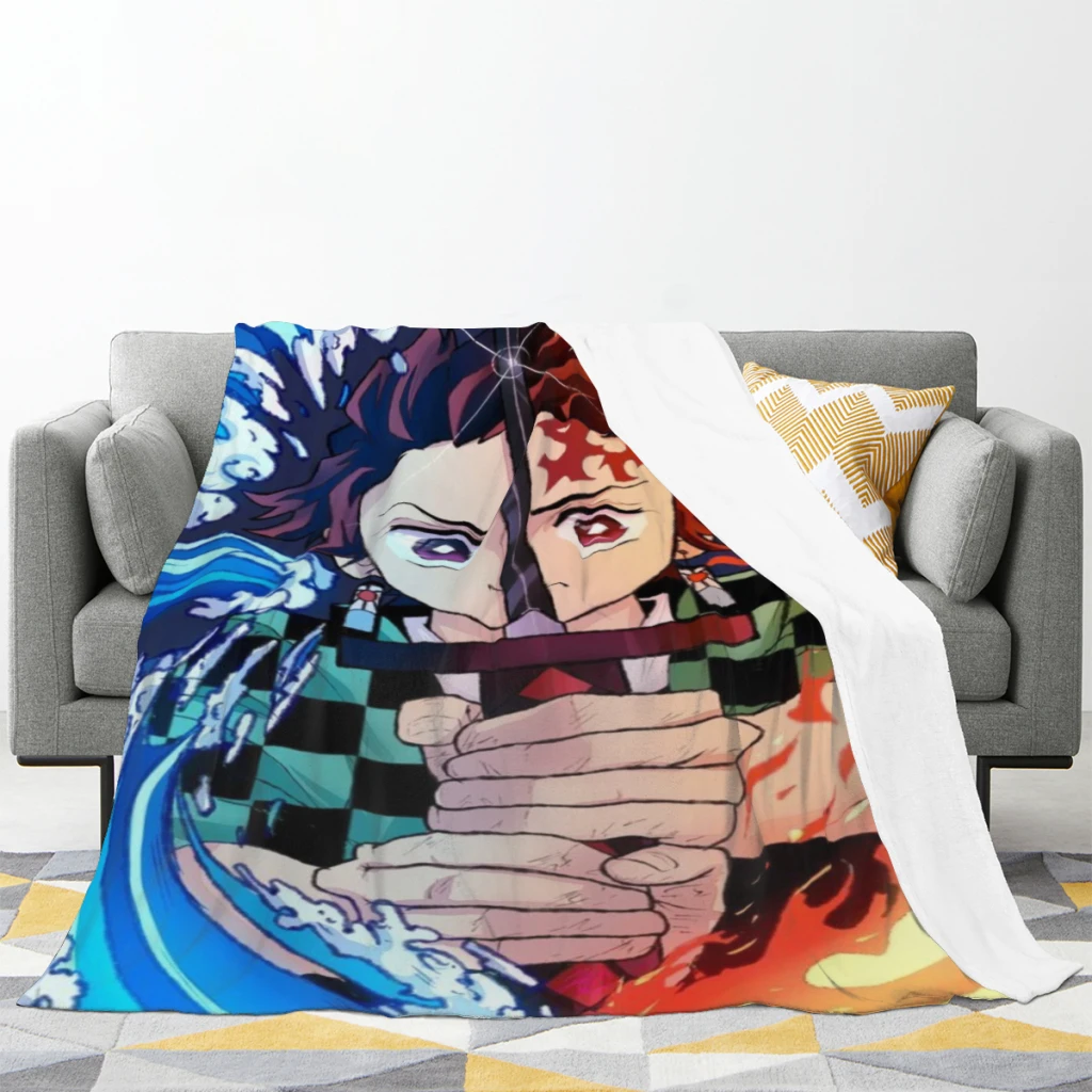 Demon Slayer Graphic Anime Comfortable Flanne Blanket Soft comforter sets throw for Couch Warm Flannel Blankets Bedroom Décor