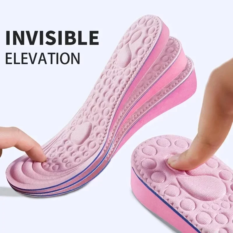 1Pair Height Increased Insoles for Women Shoes Inner Sole Shoe Insert Lift Heel Comfort EVA Heightening Feet Care Insoles