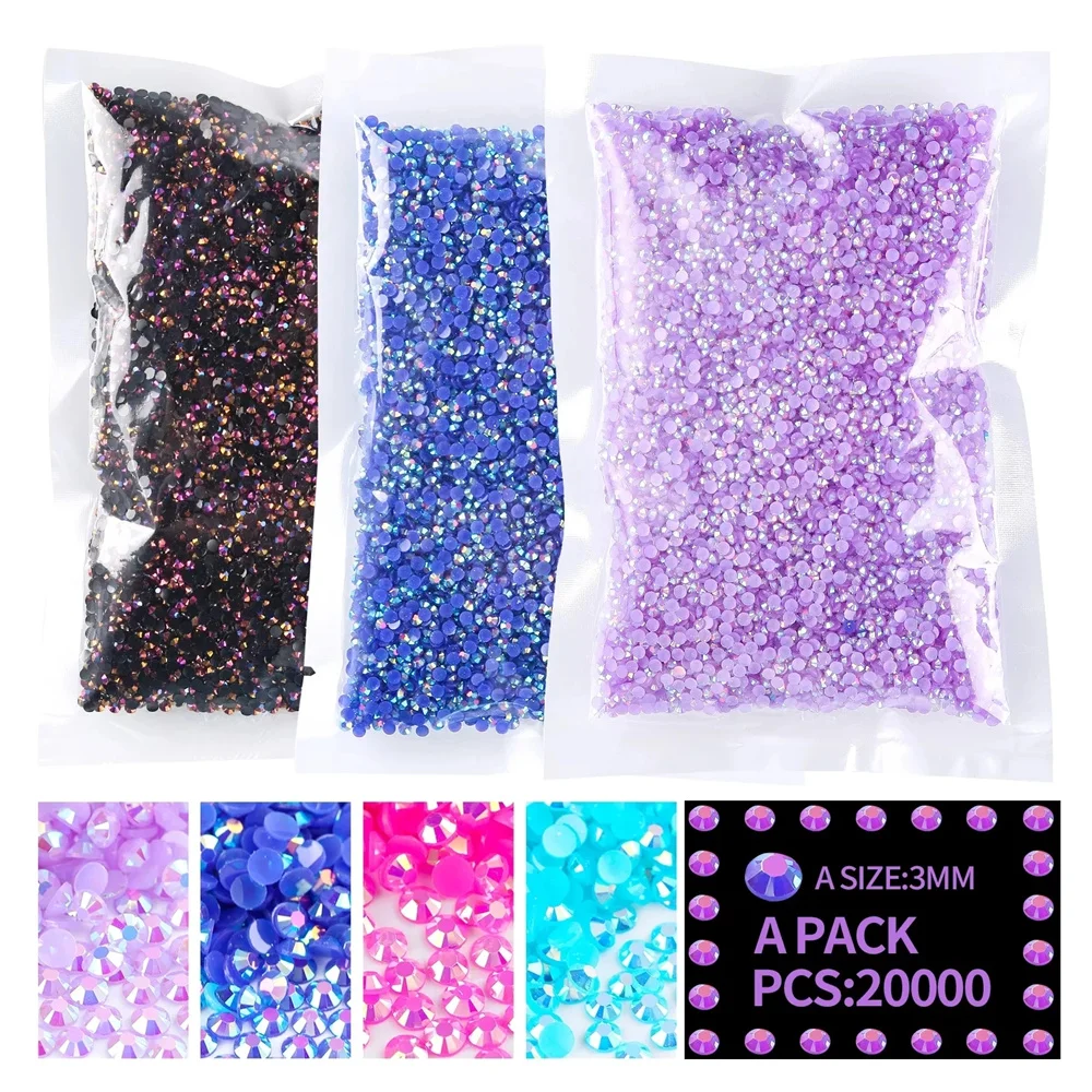 

Jelly Color AB Color 2mm,3mm,4mm, Facets FlatBack Resin Rhinestone Nail Art Garment Decoration Stones