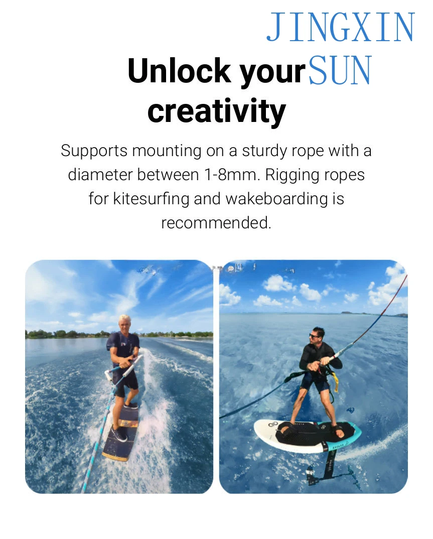 Coming X3 Water Sports Rope Mount Fixes horizontally to avoid camera spinning, allowing for stable