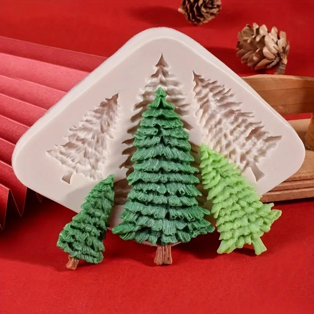 3D Christmas Tree Silicone Mold DIY Pine Tree Shape Chocolate Cake Pastry Resin Mold for Christmas Party Baking Decoration Tools