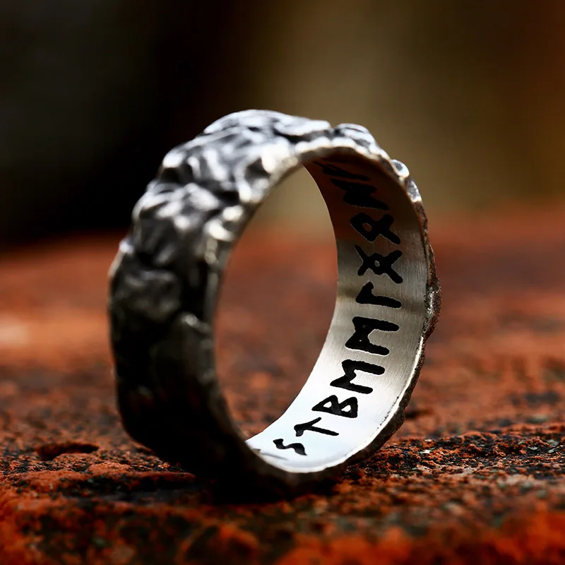 BEIER 2023 Keluaran Baru Desain Unik Baja Tahan Karat Viking Cincin Batu Bulat Viking Rune Jimat Hadiah Perhiasan Antik