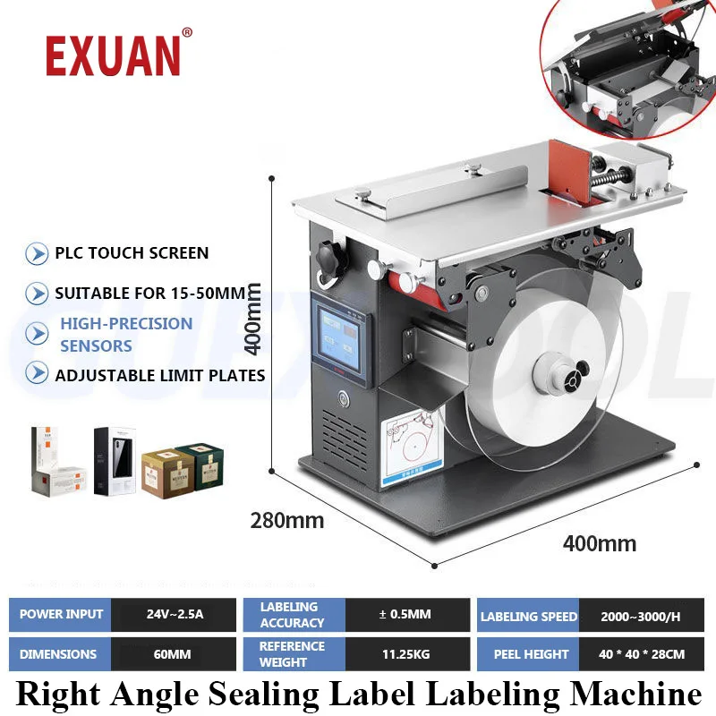 Right Angle Sealing Label Labeling Machine,Semi Automatic Sealing Labeler For Packaging Box, Adhesive Gift Box, Medicine Box