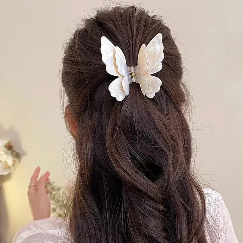 Nieuwe Fee Vlinder Haar Klauw Acetaat Krab Haar Clip Zomer Zoete Prinses Haai Clip voor Vrouwen Meisje Haarspeld Haaraccessoires