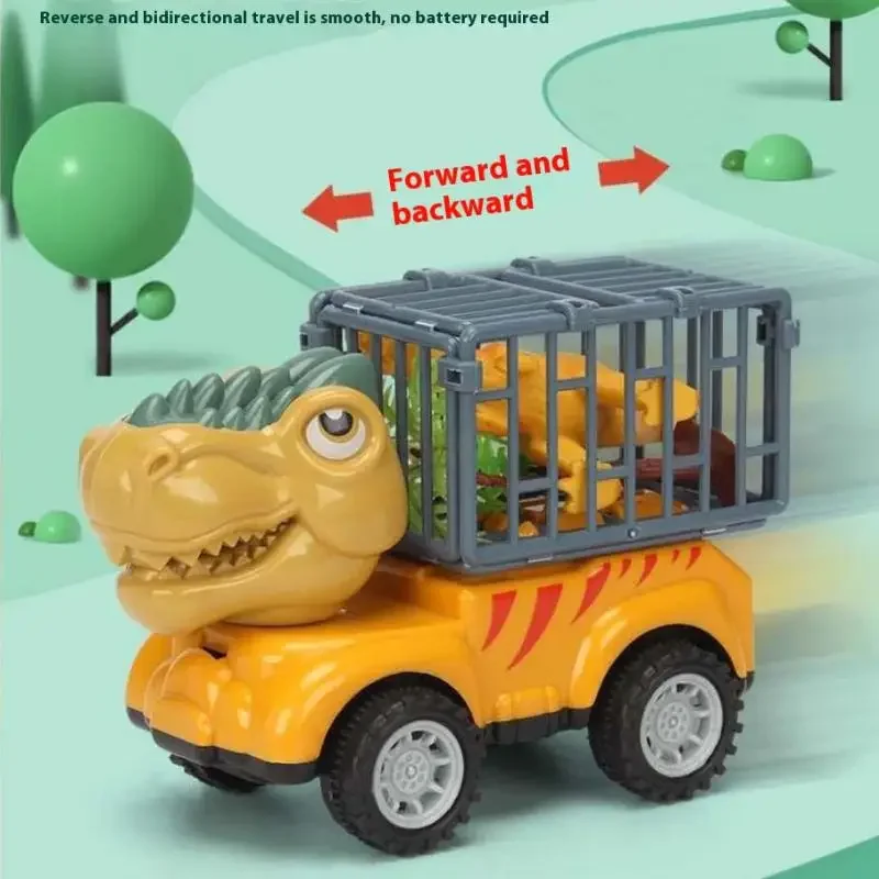 1 Set Giocattoli per camion da trasporto per ragazzi Bambini piccoli Giochi di dinosauri T-Rex Monster Truck Tirare indietro Auto giocattolo per camion di dinosauro